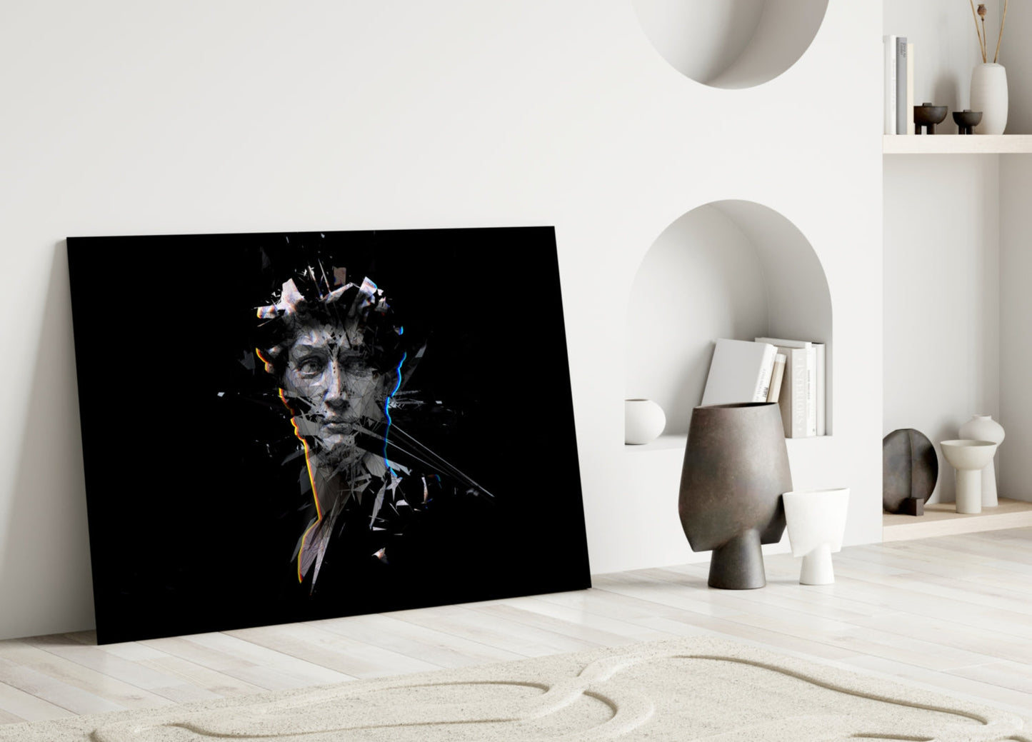 Shattered Face Black Glass Wall Art