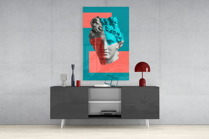 Coral Teal Split Apollo Glass Wall Art