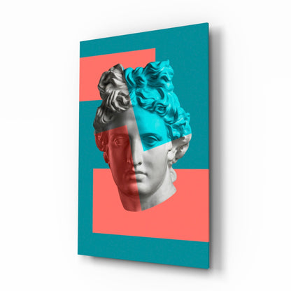 Coral Teal Split Apollo Glass Wall Art