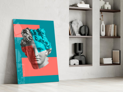 Coral Teal Split Apollo Glass Wall Art