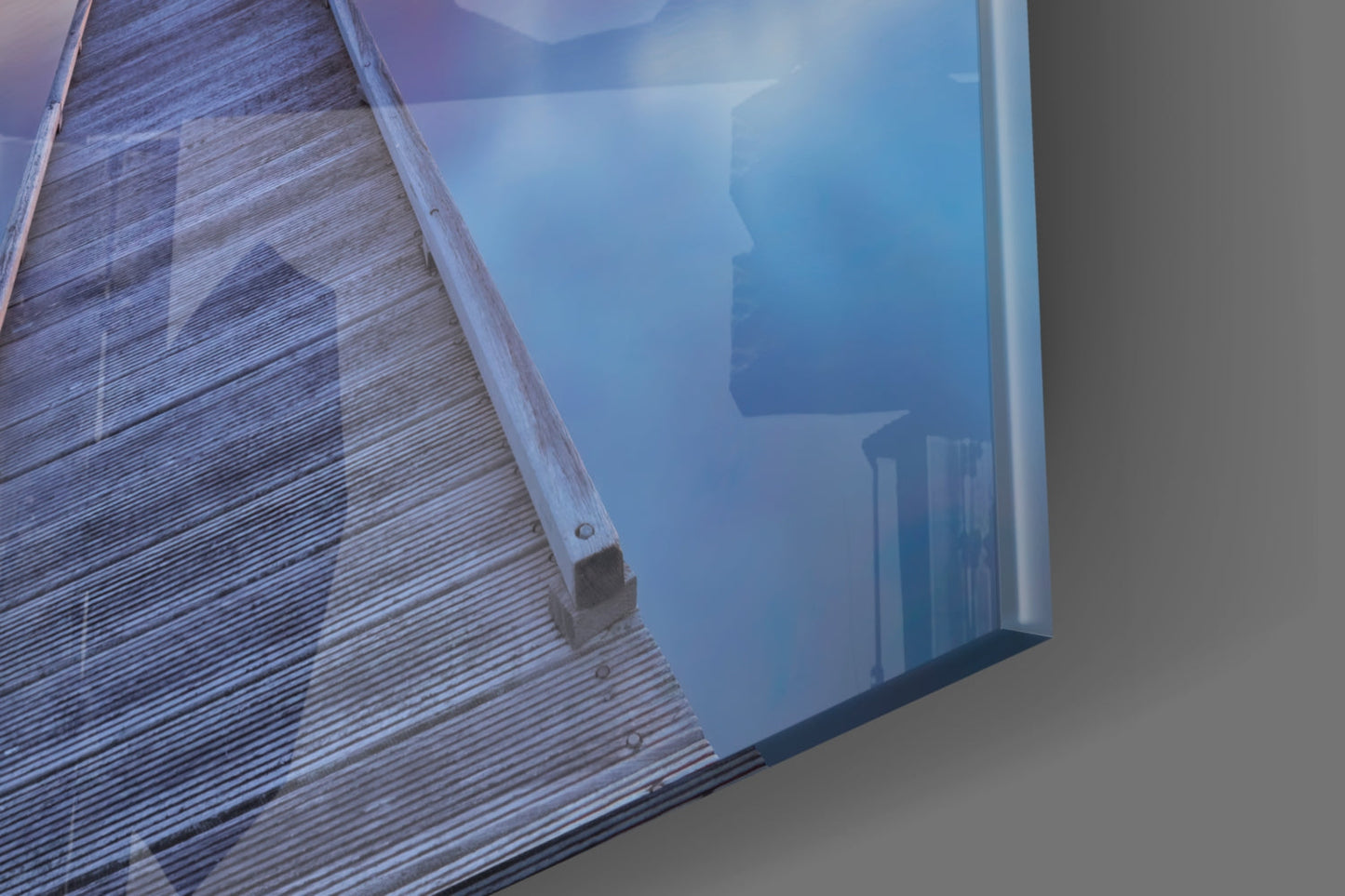 Blue Hour Lake Jetty Sunset Glass Wall Art