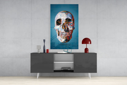 Geometric Crystal Low Poly Skull Glass Wall Art