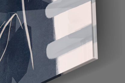 Navy Blush Abstract Flower Glass Wall Art