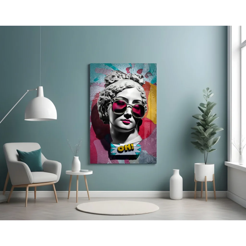 Pop Art Portrait Canvas Wall Art with Bold Sunglasses | Contemporary Home Wall Art | vintageantiquesgifts.com