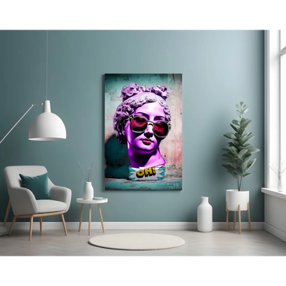 Pop Art Purple Bust Wall Art With Red Sunglasses | Contemporary Home Wall Art | vintageantiquesgifts.com