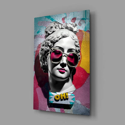 Pop Art Portrait Canvas Wall Art with Bold Sunglasses | Glass Wall Art Print | vintageantiquesgifts.com