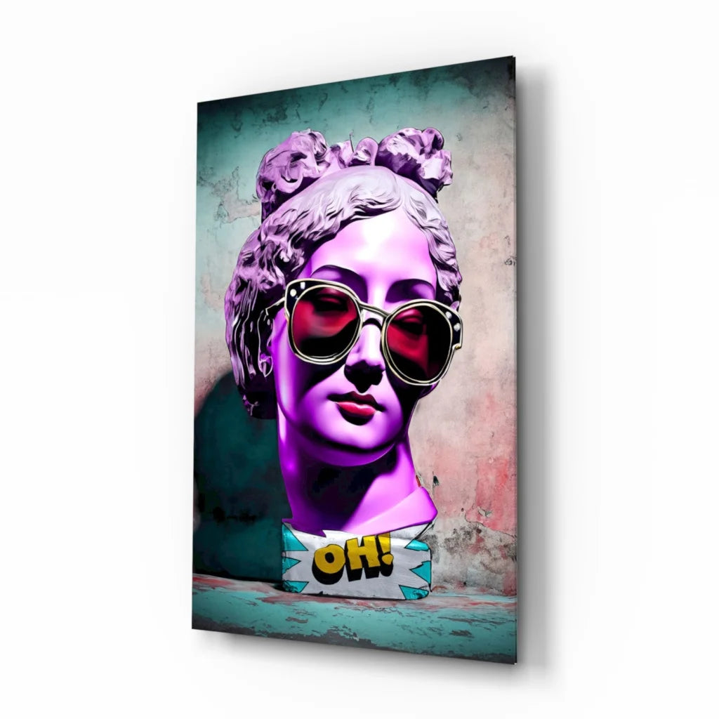 Pop Art Purple Bust Wall Art With Red Sunglasses | Insigneart USA | vintageantiquesgifts.com