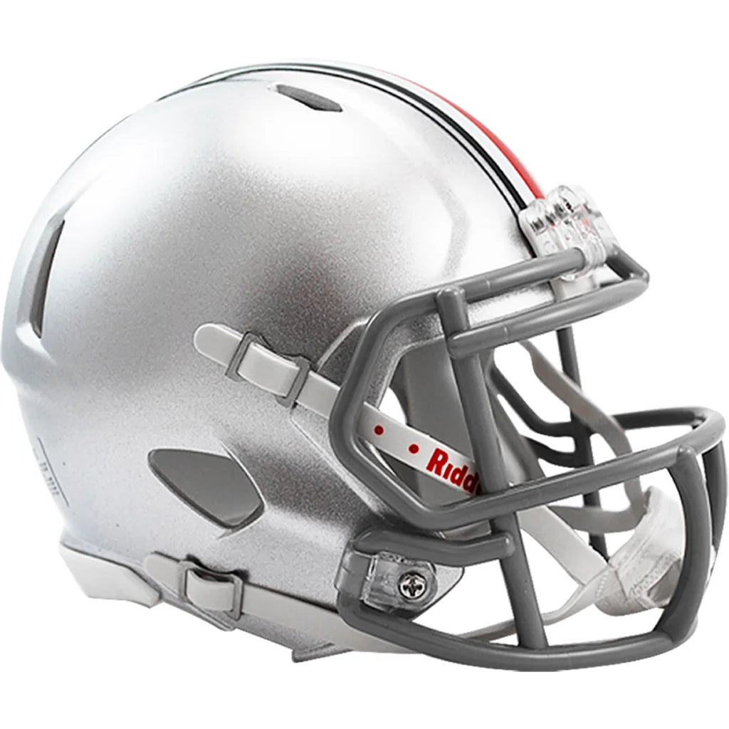 Ohio State Buckeyes Riddell Speed Mini Helmet in silver with black and red accents