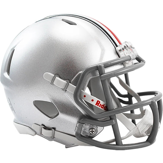 Ohio State Buckeyes Riddell Speed Mini Helmet in silver with black and red accents