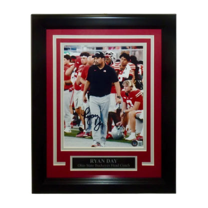 Ohio State Buckeyes Ryan Day signed 8x10 photo in 12x16 black frame with red mat