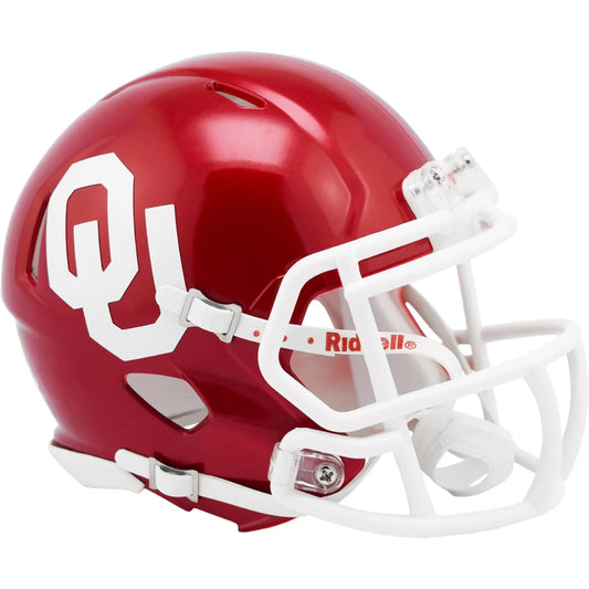 Oklahoma Sooners Riddell Speed Mini Helmet Crimson Chrome | Creative Sports | vintageantiquesgifts.com