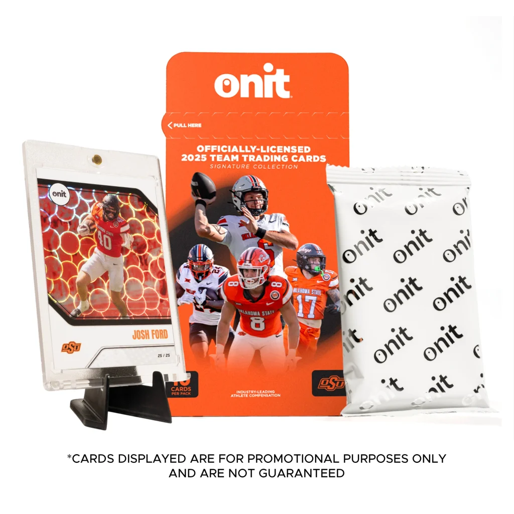 2025 Onit Team Oklahoma State Trading Cards Single Pack with Display Case