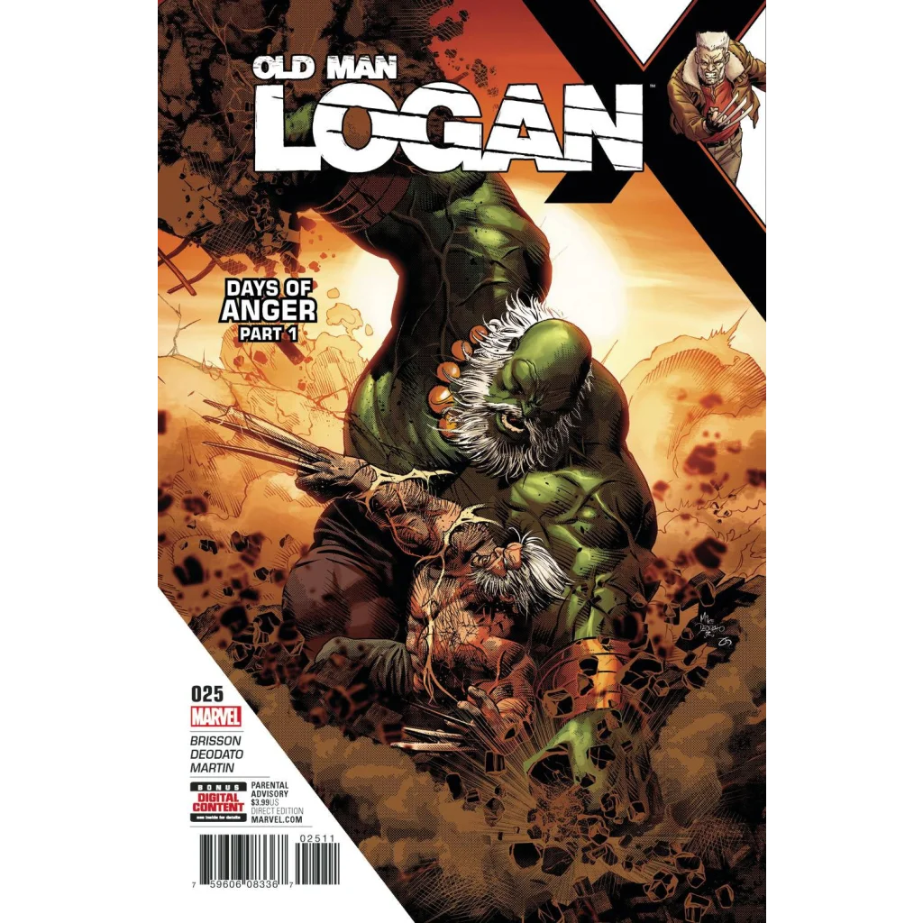 Old Man Logan #25 cover by Mike Deodato: Hulk action scene