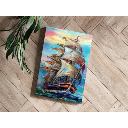 Vibrant impressionist sailing ship on insigne aluminum print