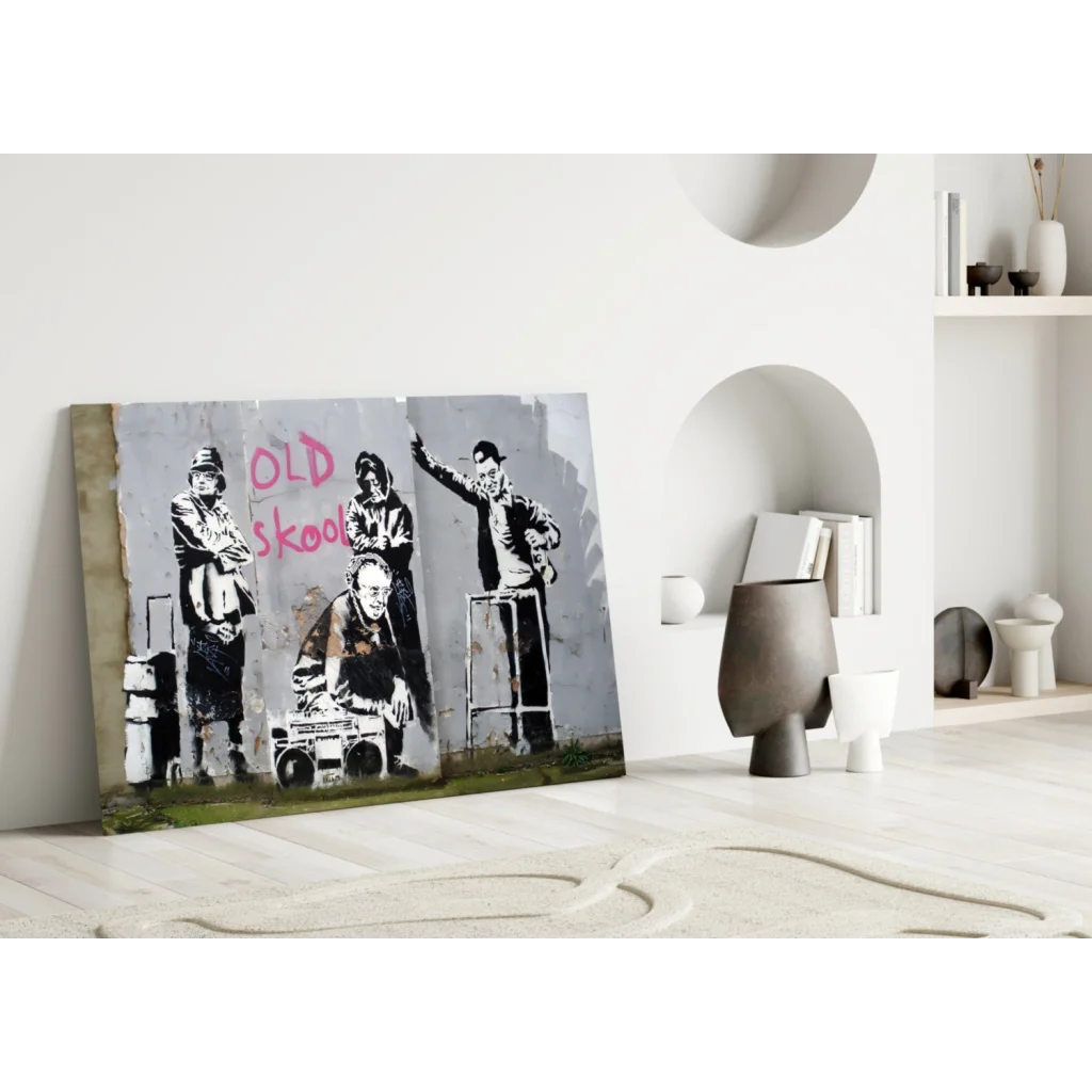 Old Skool Street Art black-and-white canvas wall art print