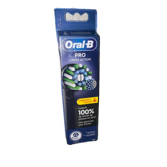Oral-B Cross Action Clean replacement toothbrush heads in blue black pack