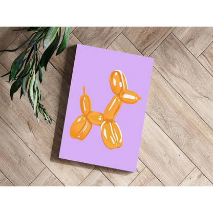 Vibrant orange balloon dog on lavender aluminum print