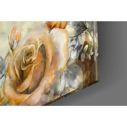Orange rose watercolor woman portrait canvas wall art print