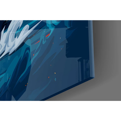 Blue teal abstract on glossy paper as Orange Supra wall art canvas