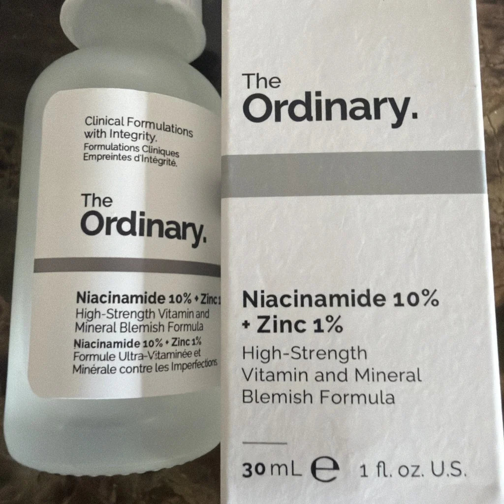 The Ordinary Niacinamide 10% + Zinc 1% oil control serum 30mL bottle and box