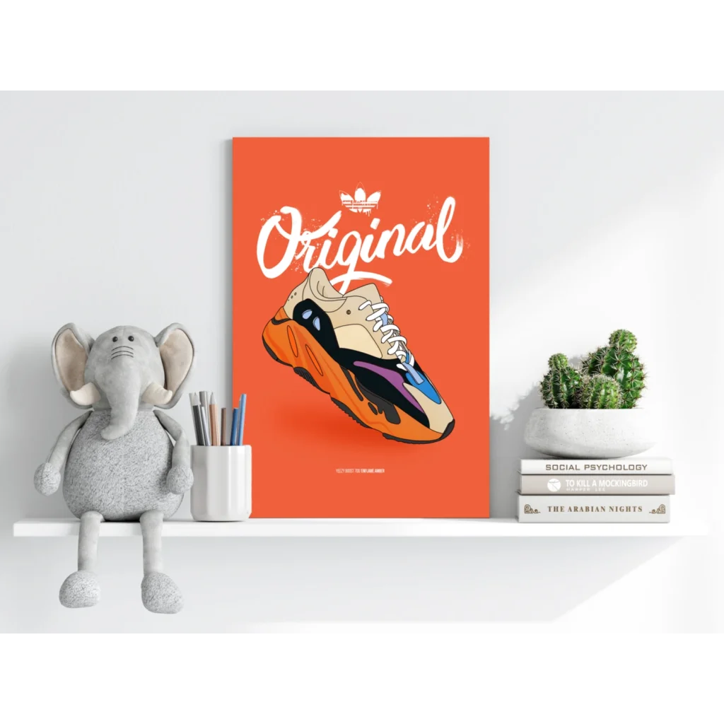 Vibrant insigne aluminum prints of adidas yeezy 700 sneaker