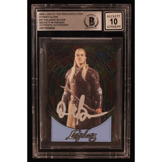 Orlando Bloom Stained Glass Legolas Card with Beckett Witnessed Autograph