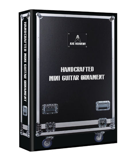 Gibson Flying V Axe Heaven holiday ornament in black mini case