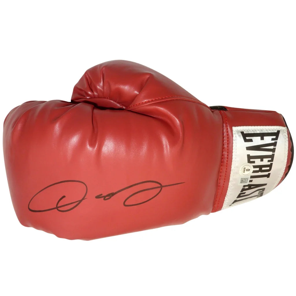 Oscar De La Hoya autographed Everlast red boxing glove