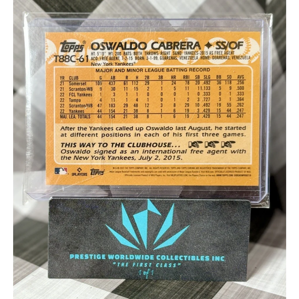 2013 Topps Osvaldo Cabrera baseball card at Prestige Worldwide Collectibles