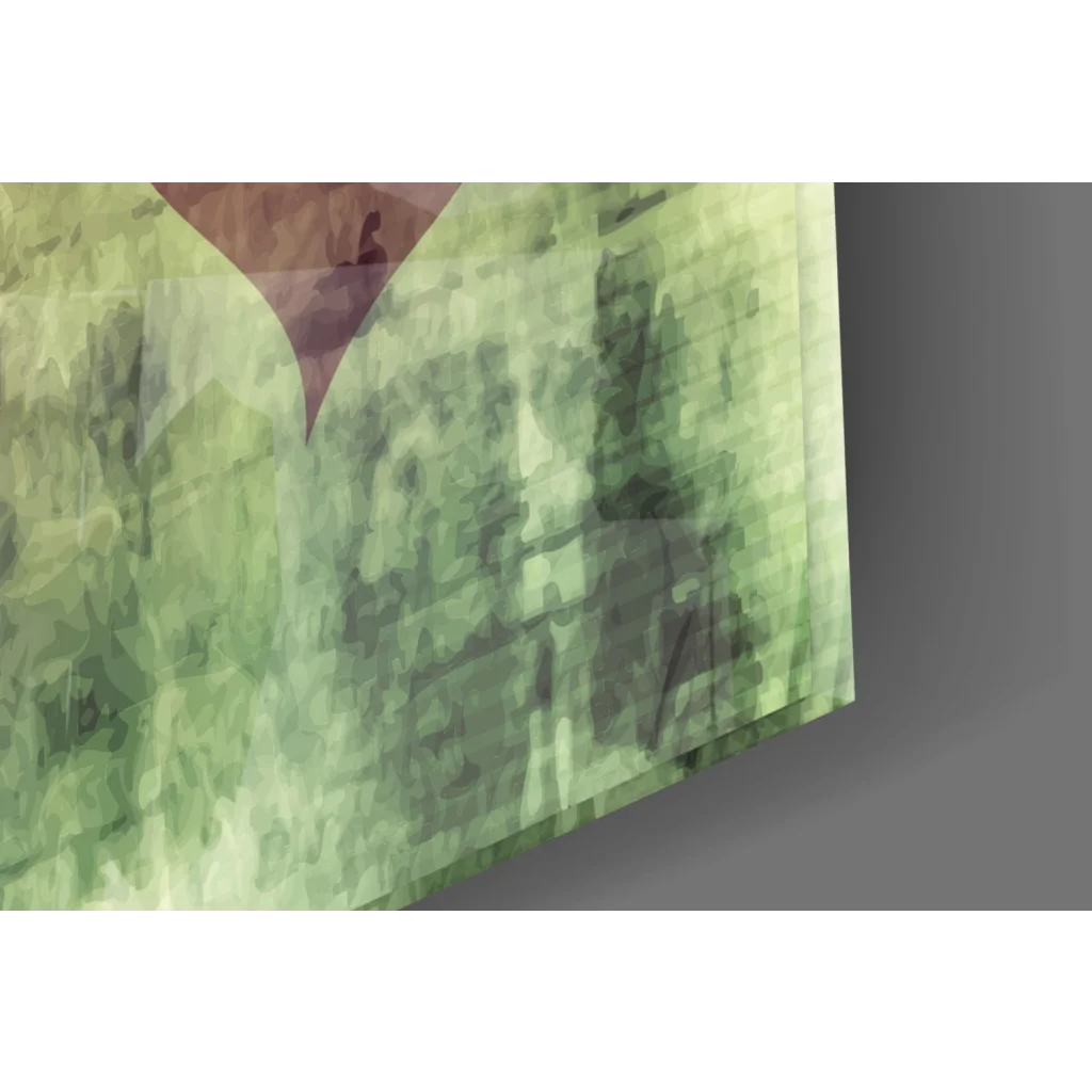 Abstract overlapping hearts wall art canvas print in green and brown hues