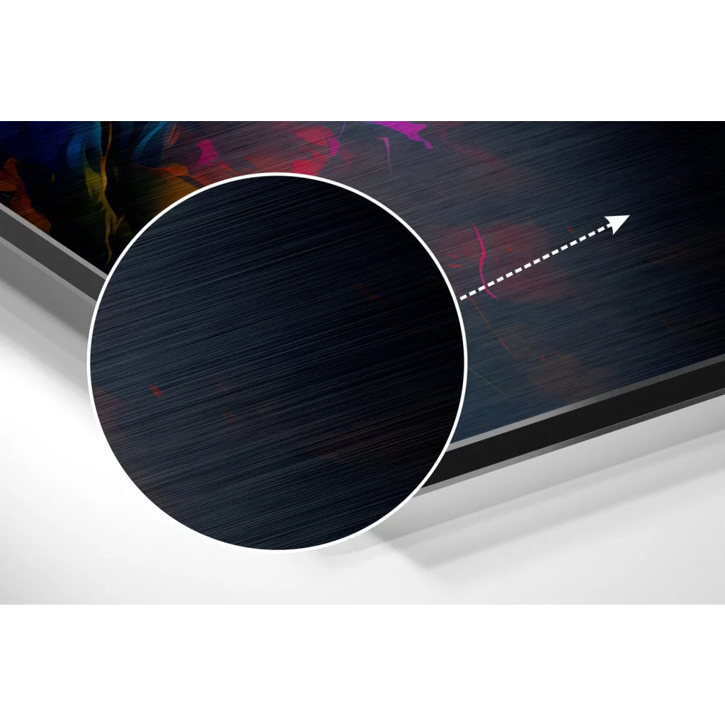 Stunning black brushed aluminium dibond art print in modern frame