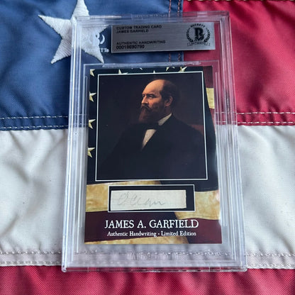 James A. as authentic piece of Garfields handwriting in encapsulated word