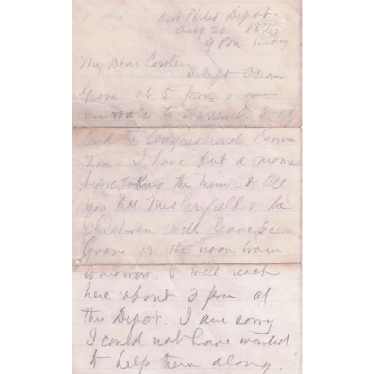 Aged handwritten letter with ink stains, an authentic piece of Garfields handwriting history
