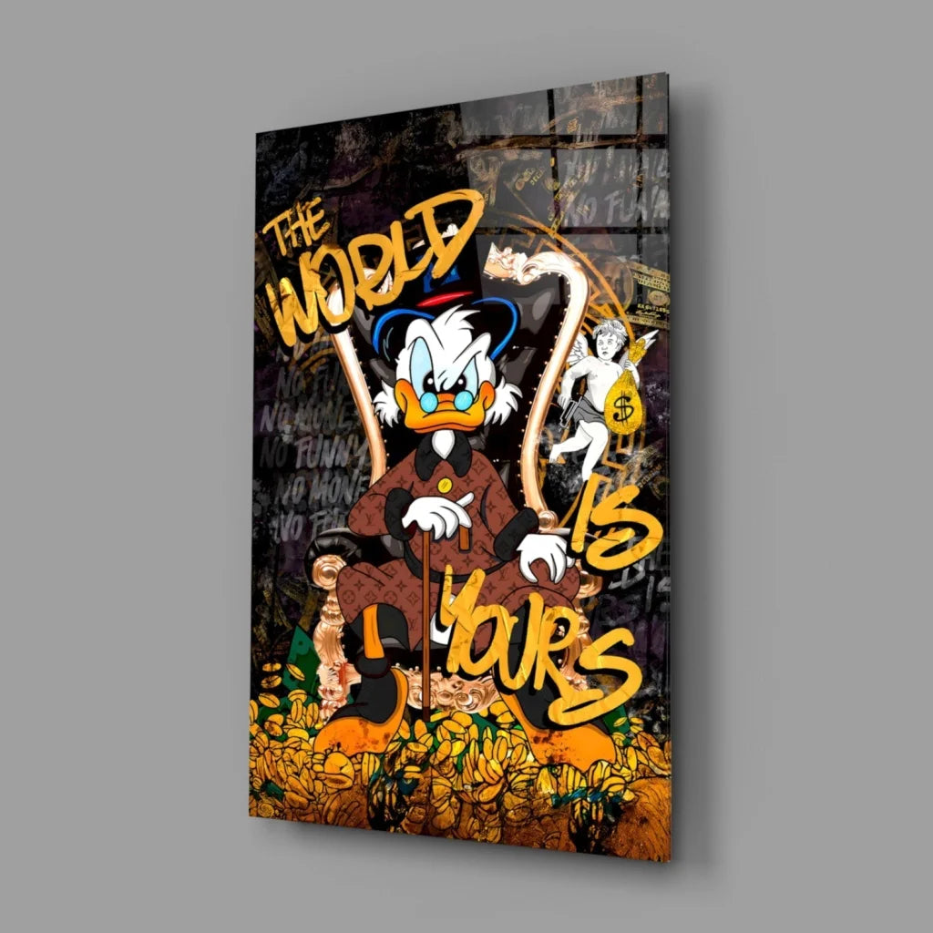 Scrooge McDuck graffiti wall art canvas print with dollars
