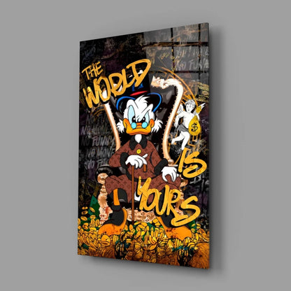 Scrooge McDuck graffiti wall art canvas print with dollars