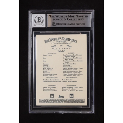 Ozzie Smith 2013 Topps Allen Ginter Auto Beckett 10 beige trading card