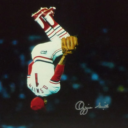 Ozzie Smith autographed St. Louis Cardinals back flip deluxe framed 11x14 photo