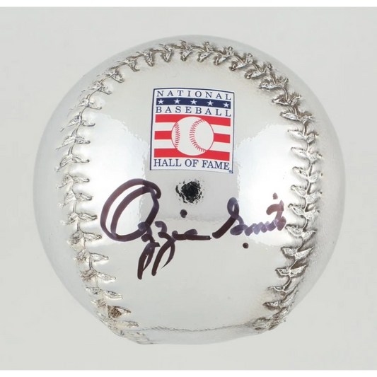 Ozzie Smith signed chrome baseball with silver stitching and autograph for collectors