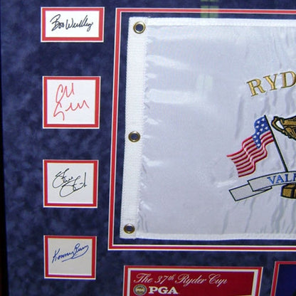 2008 Ryder Cup Team USA Signed Deluxe Framed Piece with Flag, Program, Photo - Azinger and 12 Team Member Signatures