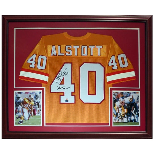 Mike Alstott Autographed Tampa Bay Buccaneers (Throwback Orange #40) Deluxe Framed Jersey - Beckett