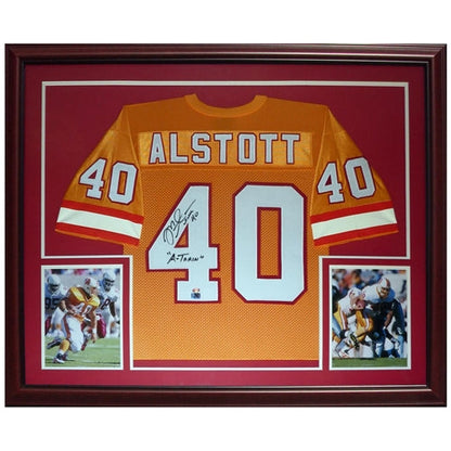 Mike Alstott Autographed Tampa Bay Buccaneers (Throwback Orange #40) Deluxe Framed Jersey - Beckett