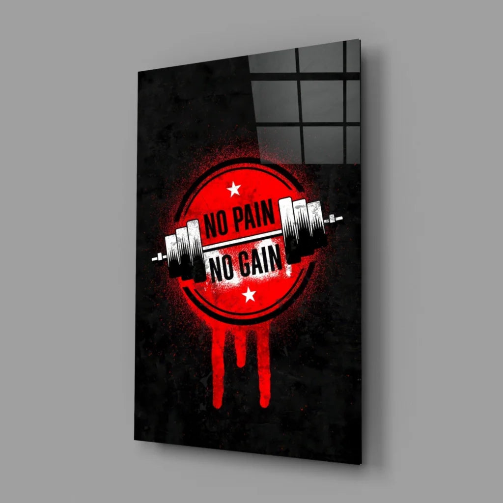 No pain no gain barbell motivational gym wall art canvas print