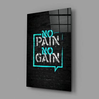 Neon No Pain No Gain Glass Wall Art Speech Bubble Poster | Glass Wall Art Print | vintageantiquesgifts.com