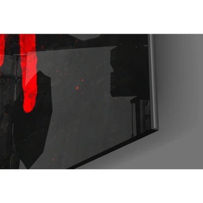 Sleek dark gray laptop with red stripe in motivational gym wall art print