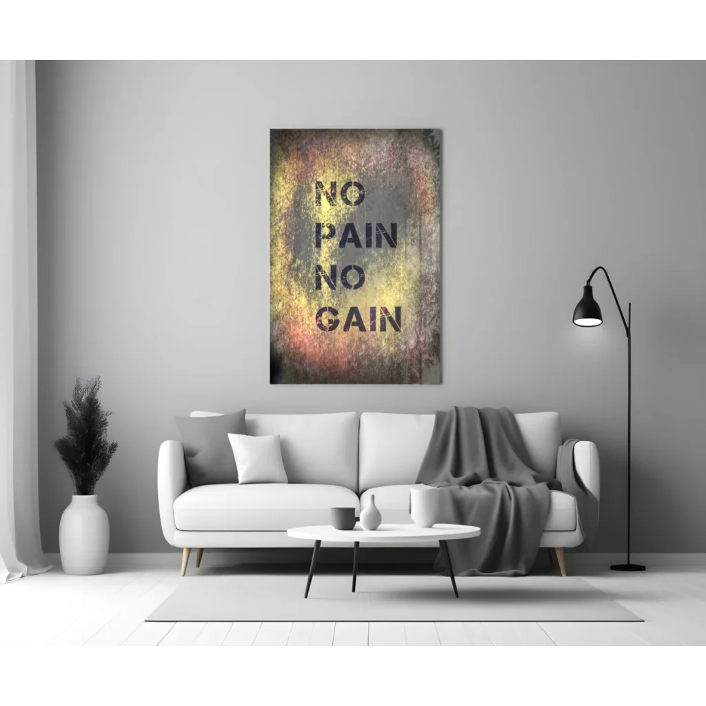 No Pain No Gain motivational canvas wall art print