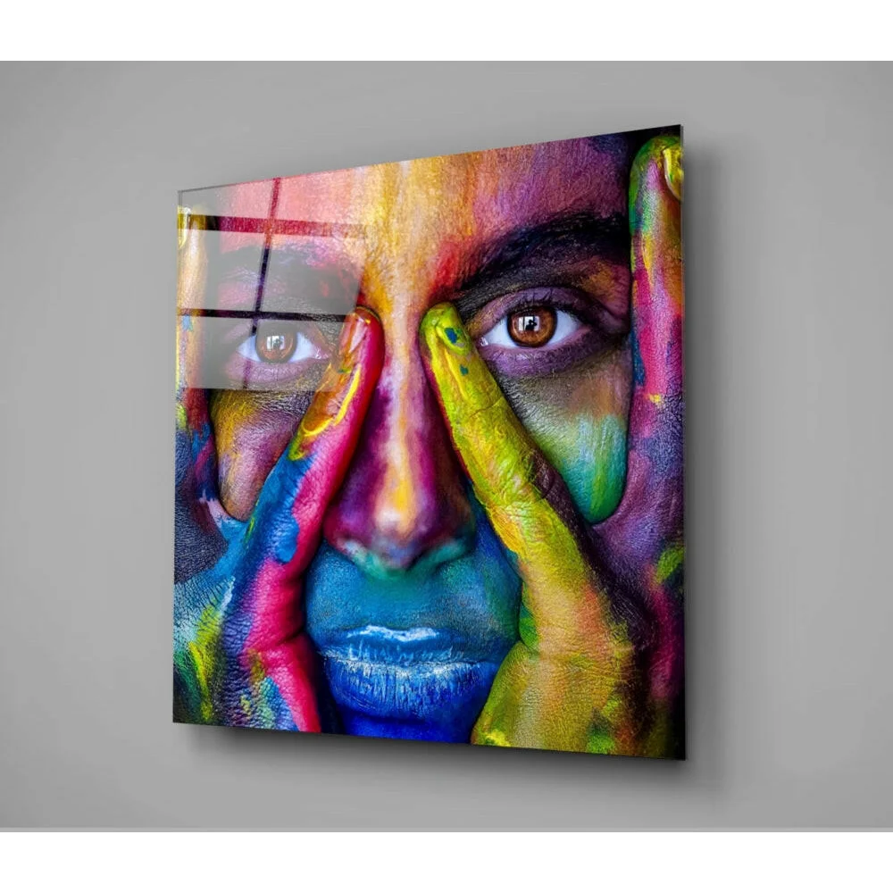 Multicolored Abstract Face Canvas Wall Art Print | Glass Wall Art Print | vintageantiquesgifts.com