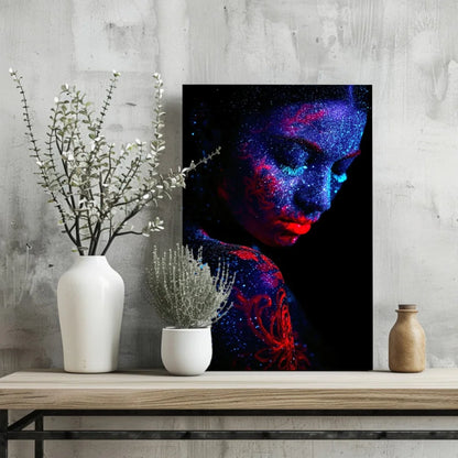 Cosmic Glitter Woman Insigne Aluminum Prints Unique Style | Glass Wall Art Print | vintageantiquesgifts.com
