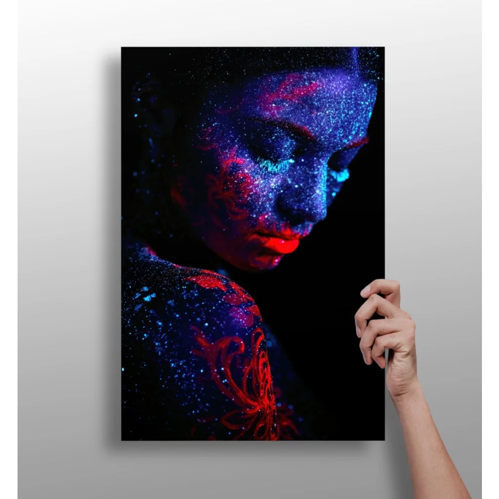 Cosmic Glitter Woman Insigne Aluminum Prints Unique Style | Insigneart USA | vintageantiquesgifts.com