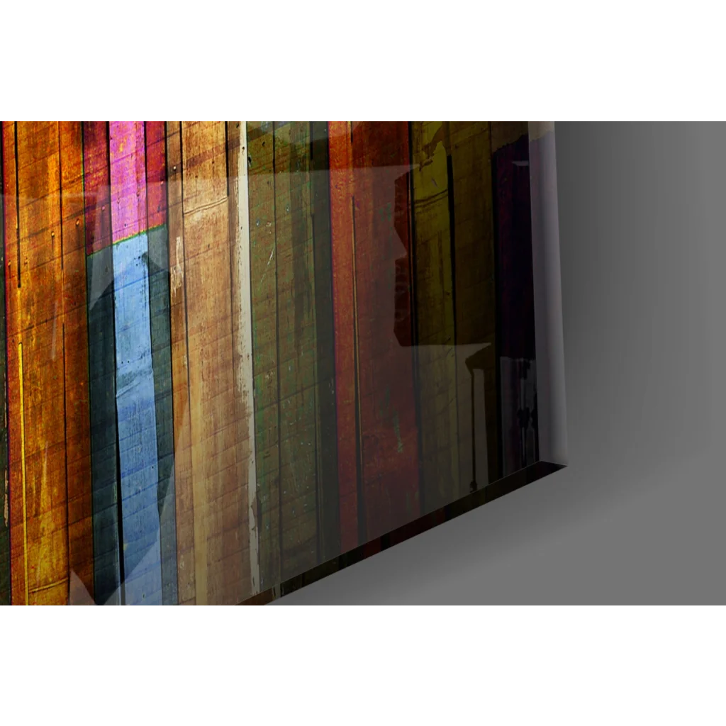 Vibrant Rainbow Wooden Planks canvas wall art with colorful stripes