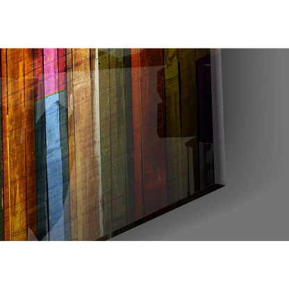 Vibrant Rainbow Wooden Planks canvas wall art with colorful stripes